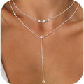New european and american hot-selling long double-layer necklace for women, high-end design, unique cubic zirconia pendant necklace