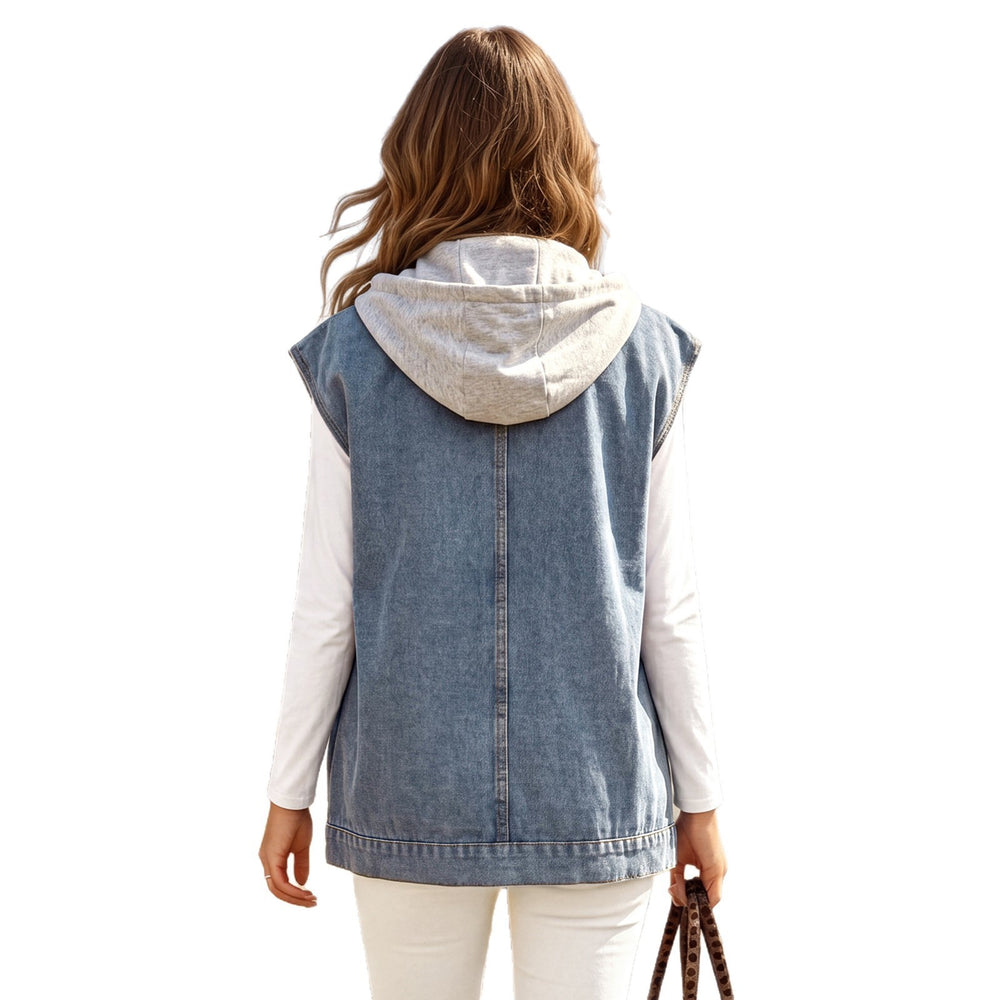 European and american cross-border foreign trade  lapel front button stereo large pocket waist casual layered denim waistcoat for women