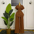 European and american cross-border women's fashion  summer new arrival: elegant turn-down collar, cinched waist, short-sleeve shirt and wide-leg pants casual set