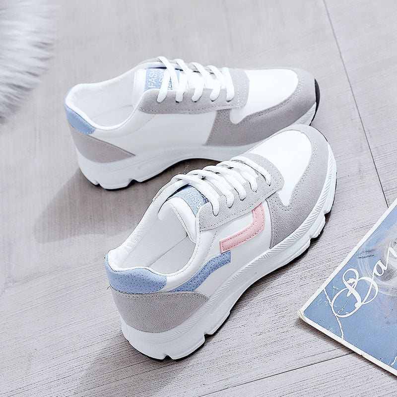 Women's new spring/autumn leather sneakers, korean style versatile white shoes for female students, flat casual shoes with soft soles, running shoes