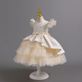 European and american new style girls' flower girl princess dress, airplane sleeve wedding dress, model runway evening gown, kids' dress