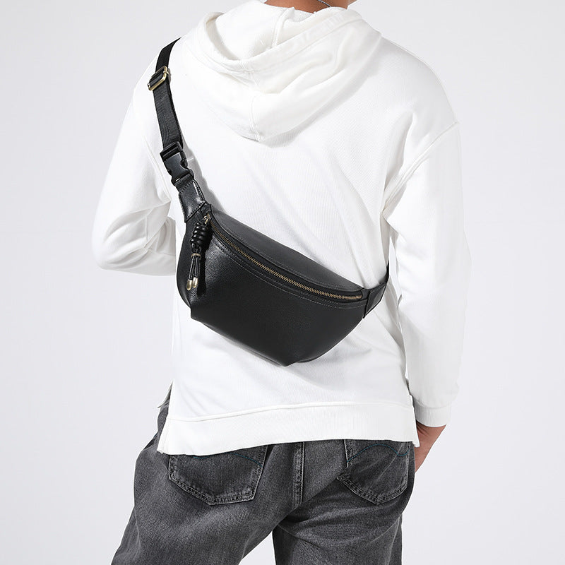 Fashion business men's and women's bags, multi-functional large-capacity casual satchel, trendy and simple first-layer cowhide messenger bag