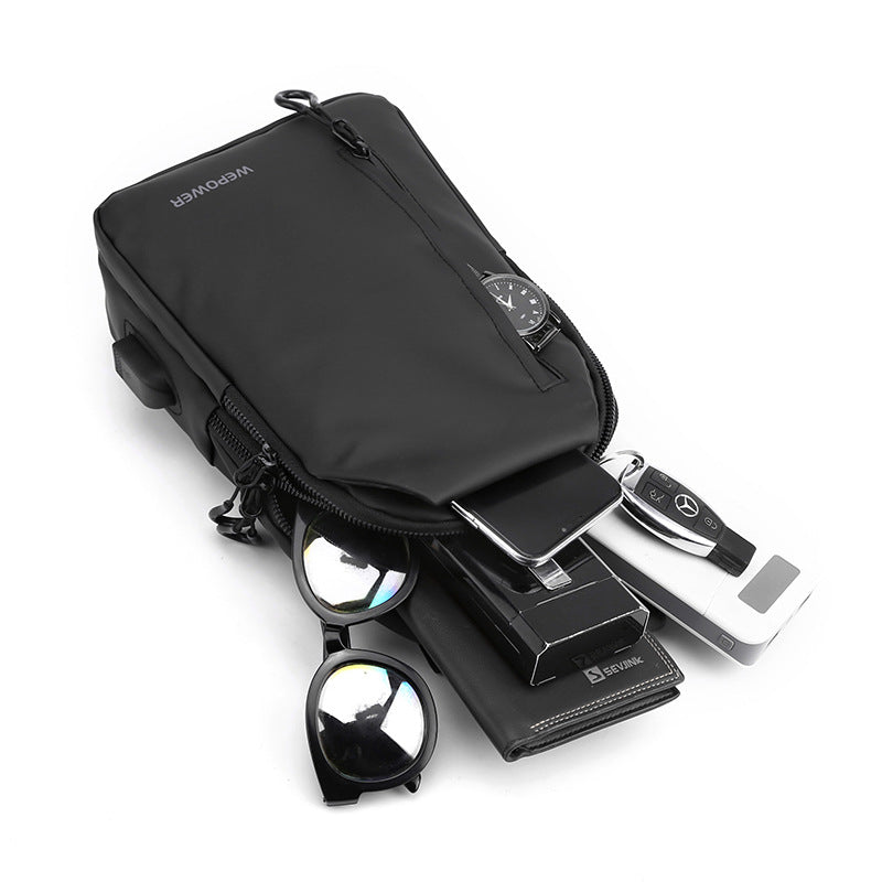 Cross-border new men's breast bag casual large-capacity shoulder messenger bag Korean version locomotive bag anti-splashing trend backpack