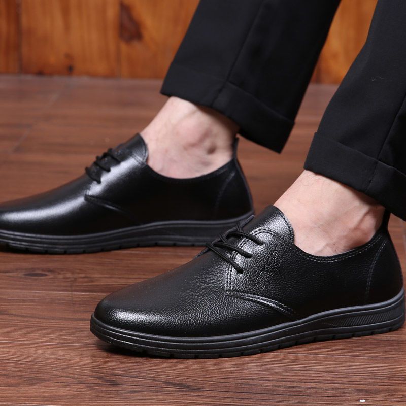 New chef shoes - hotel kitchen anti-slip, oil-resistant footwear - kfc men's shoes - stylish black work leather shoes for men