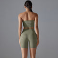 Naked-feel all-in-one tube top sports back suit women's high waist hip lifting quick-drying yoga clothes running fitness two-piece set