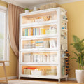 Steel bookcase with glass doors, kids' bookshelf, home living room storage cabinet, dustproof display cabinet, iron art shelf