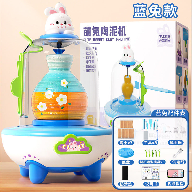 Electric mini pottery wheel kit for kids - diy clay sculpting set - no firing required - perfect toy & gift for elementary school students