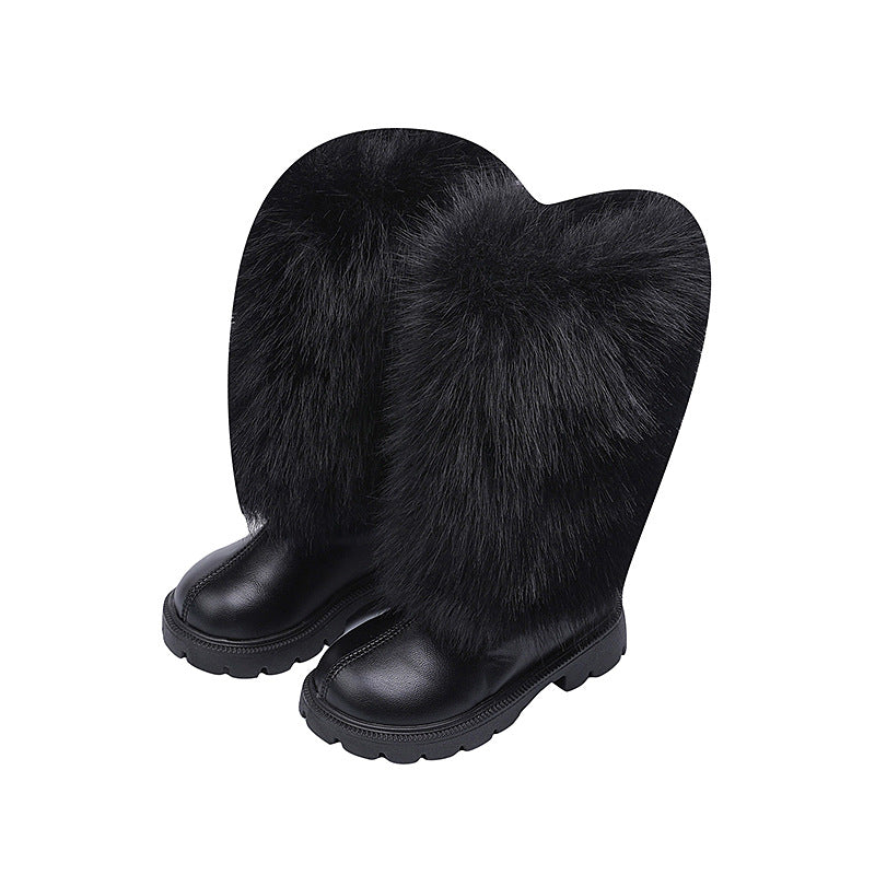 Vancahao girl boots heattechfall and winternew arrivalkidsboots british style princess boots baby cotton boots