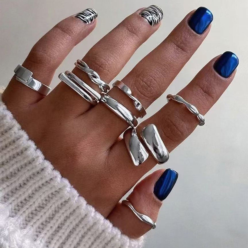 Plain ring wholesale fashion cross-border metal glossy jewelry women's suitfashionins cold style niche style ring