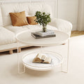 Minimalist mini home table - trendy modern light luxury style - tempered glass round coffee table for small apartments and living rooms