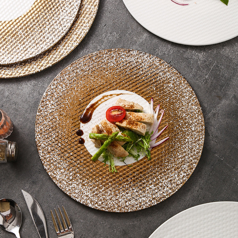 Western-style flat plate, hotel restaurant ceramic display plate, steak plate, creative light luxury high-end western-style plate, dessert plate