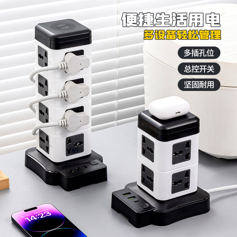 Hong kong version british standard plug strip american standard european standard british standard drag plug-in board international neutral socket vertical wireless charging plug-in board