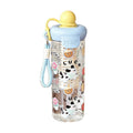 Trendy summer water bottle for girls: high-style, large capacity, tea infuser, straw cup with cute cartoon float – made of plastic