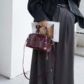 2024 fall/winter new women's bag: oil wax leather boston pillow bag - vintage, casual, versatile handbag & crossbody bag