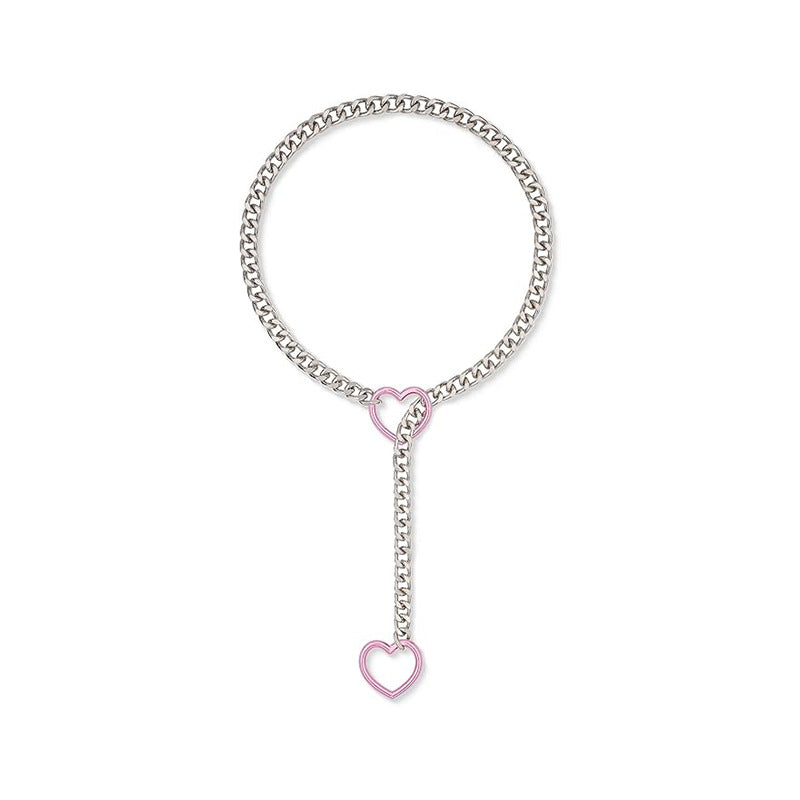 Amazon new arrivalcolorful double heart necklace punk cuban adjustable women's clavicle chain necklace necklace wholesale