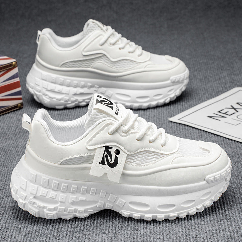 Tire bottom men's shoes winterfashionable brand easiest for matchcasual sneakers running non-slipthick solehidden heelxiaobai daddy shoes