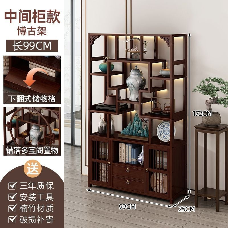 Chinoiserie bogu rack tea set storage rack living room tea display rack duobao pavilion for home tea cabinet purple clay pot display rack
