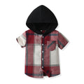 Factory boys' shirts - british style summer new arrivals - kids' casual short-sleeve plaid shirts - big & tall boys' hooded shirts - custom orders available