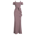 e-commerce: plus-size women's sexy, figure-flattering, slit evening gown with a fishtail train, suitable for , , and the african market