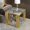 Scandinavian modern accessible luxury style sofa side table casual living room double layer side table italian slate corner table square small coffee table