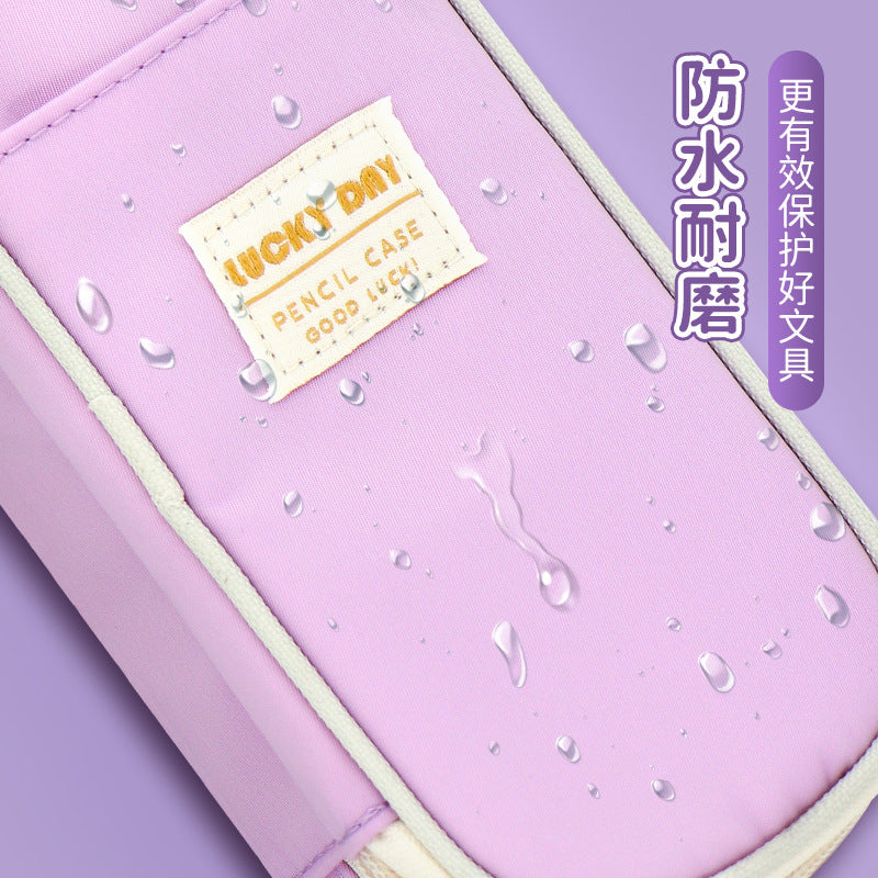 Japan and South Korea large-capacity pencil bag student simple composite cloth macaron double zipper pencil bag stationery bag  stationery box