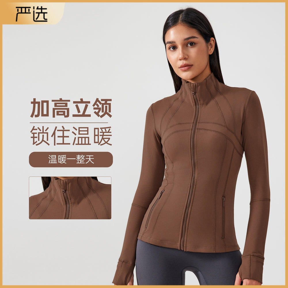 Fall and winternew arrival yoga sports outwear women's elastic zipper running fitness yoga long sleevestopsjacketz18031