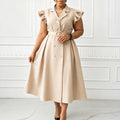 D3365  fashionexport summer new arrivalelegantol suit collar medium long double breasted african dress