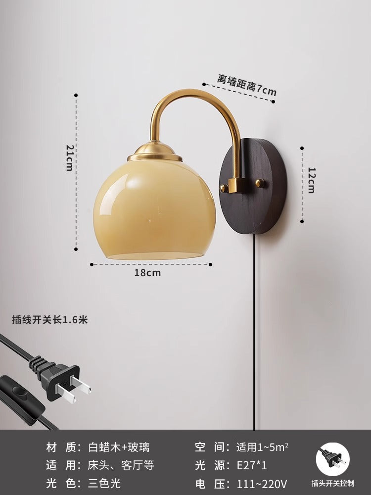 Wabi Sand cream wind antique vintage bedroom bedside wall lamp retro balcony aisle corridor background wall lamp