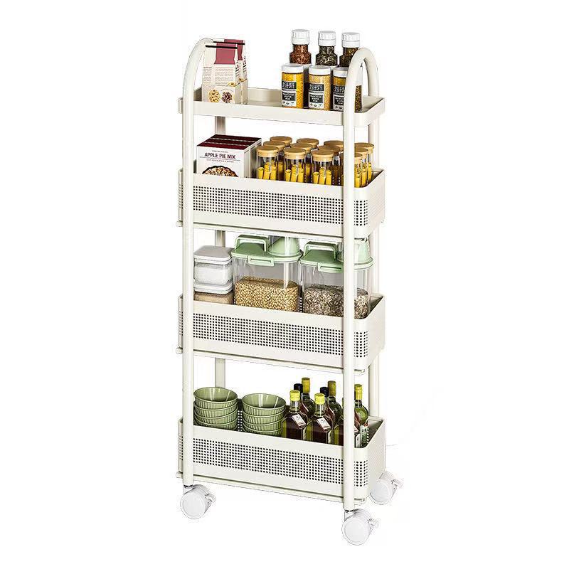 Narrow gap storage shelf stainless steel cart kitchen refrigerator narrow space organizer mobile bathroom storage cabinet