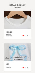 Girls' autumn skirt set for export: sky blue lace-trimmed skirt with round neck long-sleeve top and bow detail - two-piece outfit for children