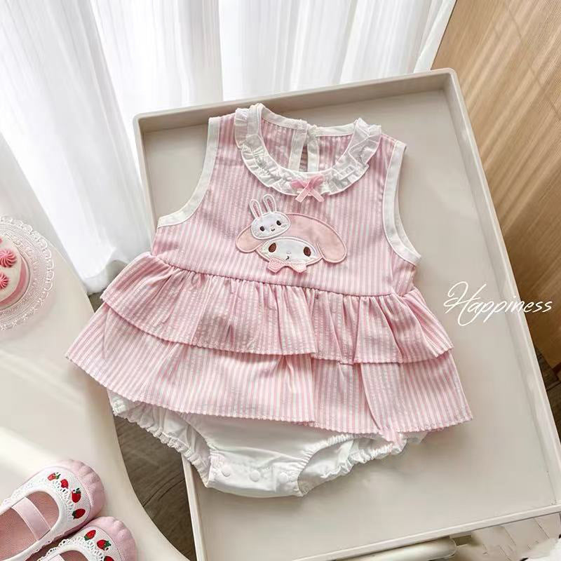 Summer lightweight princess style baby romper dress - sweet lace sleeveless vest dress - super cute romper dress