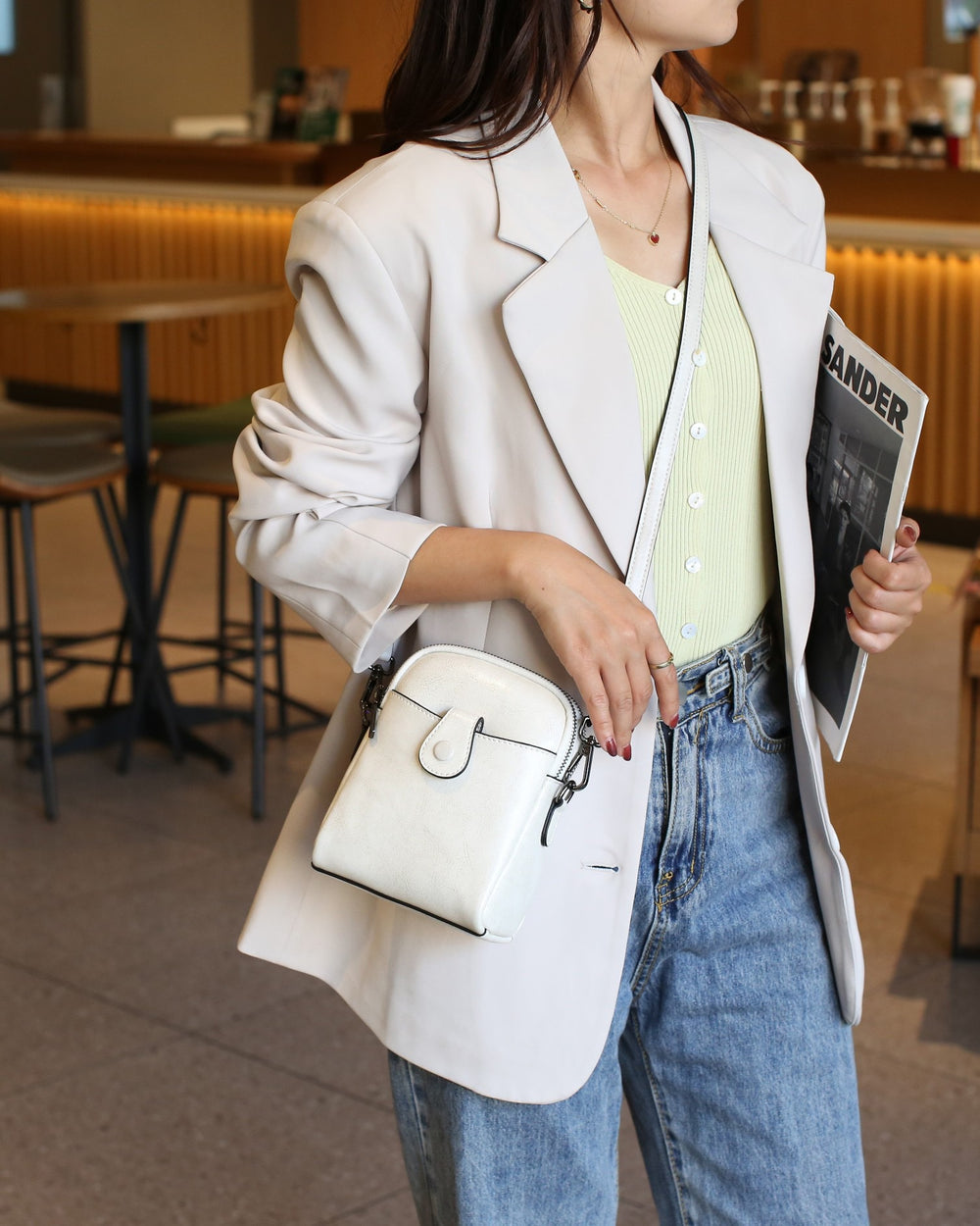 Genuine leather phone bag mini crossbody bag women's bag 2024 autumn/winter new style shoulder bag mini bag live stream trend
