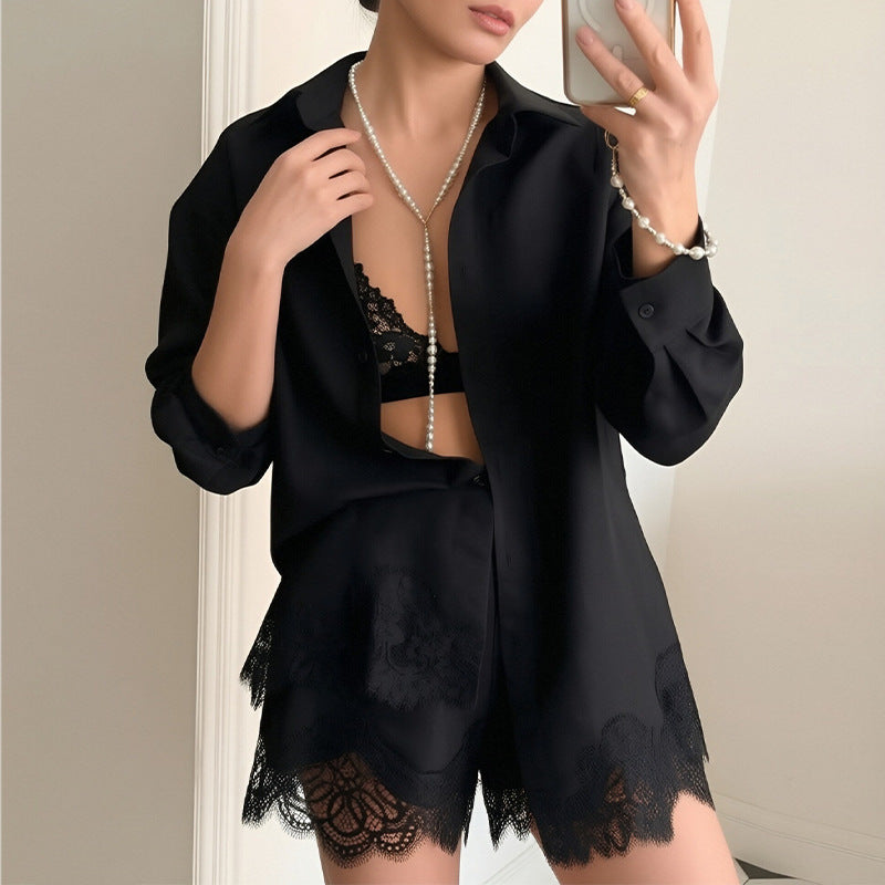 cross-border e-commerce women's fashion: european and american summer new arrivals - beach vacation style sexy shirt & fashionable casual set