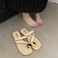 Toe-toe sandals for women summeroutwear2024new arrivalpopularinsflats square toe fairy style soft bottom one-line women's shoes