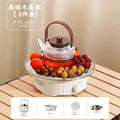 Electric ceramic stove tea set - complete tea brewing kit for home use: includes glass teapot, electric oven, tea cups, fruit plate, and tea accessories