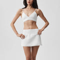 Lace-trimmed bra, lace-trimmed mini skirt, high-waisted tummy-control yoga pants, slimming camisole, running sports three-piece summer set