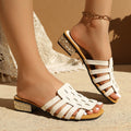 2026 french handmade woven slippers, roman slip-on sandals, non-slip summer slides, fashionable outdoor slides