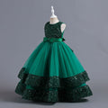 New arrival: sequined children's dress - perfect for girls! featuring a bow accent, this princess-style dress is ideal for flower girls, high-end piano performances, and special occasions