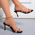 Fashion rhinestone stiletto sandals for women, multi-open toe high-heeled slippers, suede elegant banquet shoes, exclusively for cross-border supply