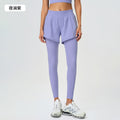 Fake two-piece fitness yoga pants outwear hip-covering slimming look nine-point pants tummy control butt lift running sports pants d25051
