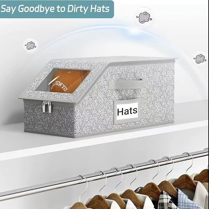 Cross-border foldable baseball cap storage box Fabric wardrobe sorting clothing hat stackable storage box Visual box