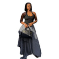 European and american cross-border women's clothing:  summer new arrival - high-waisted, slimming, asymmetrical, loose, flowy, long striped midi skirt
