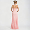 Amazon summer  new women's elegant solid color halter neck low-cut sexy patchwork backless evening dress