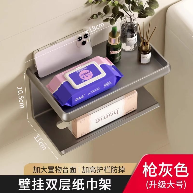 No punching black tissue holder Roll paper holder Shelf Toilet Toilet tissue box Mobile phone toilet paper holder Roll paper