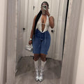 D8739  spring/summer new european and american style loose denim shorts with full hotfix rhinestone embellishments and optional belt -