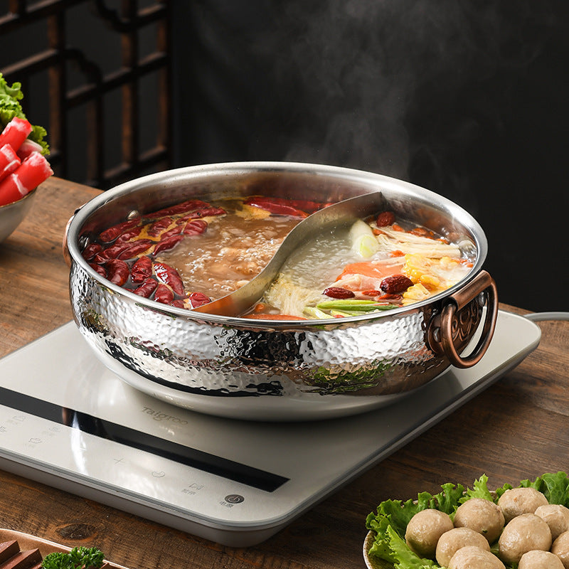 304 stainless steel hammered mandarin duck pot for home thickened soup hot pot induction cooker gas stove neutral large capacity soup pot