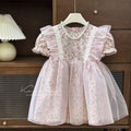 【clearance】girls' floral princess dress - new korean style puff sleeve dress for little girls and babies - chic and stylish