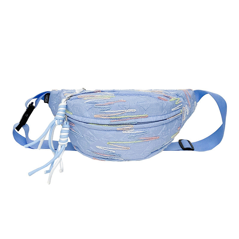 Cute and lightweight pleated breast bag Japanese ins small fresh student fanny pack female Mori girl niche messenger bag