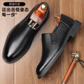 Black leather dress shoes for men - premium casual business formal commute work shoes - soft sole, non-slip, perfect for middle-aged men and dad shoes