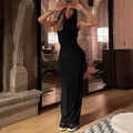 autumn new arrivals:  european and american style women's fashion solid color hooded back slit sleeveless dress